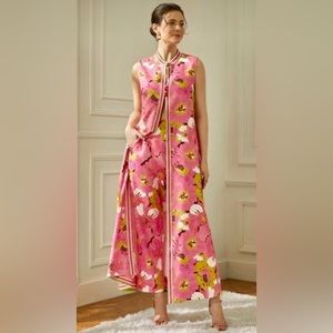 Floral Pink Sleeveless Maxi Dress